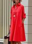 Women's Simple Pattern Shirtdress Elegant Printed Midi Dress