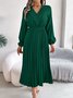 Casual V Neck Cotton Dress With No