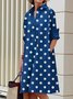 Women's Simple Pattern Shirtdress Elegant Printed Midi Dress