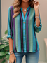 Women's Simple Striped Pattern Shirt Retro Elegant Spring And Autumn Style Daily Casual Top