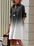 Women's Simple Pattern Shirtdress Elegant Printed Midi Dress
