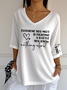 Women's V-neck Letter Print Casual Top