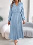 Casual V Neck Cotton Dress With No