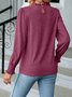 Women's Long Sleeve T-shirt Spring/Fall Pink Plain Split Joint Cotton Crew Neck Balloon Sleeve Daily Going Out Vintage Top
