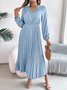 Casual V Neck Cotton Dress With No