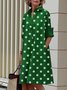 Women's Simple Pattern Shirtdress Elegant Printed Midi Dress