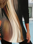 Women's Long Sleeve T-shirt Spring/Fall Brown Abstract Printing Jersey Crew Neck Daily Going Out Casual Top