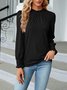 Women's Long Sleeve T-shirt Spring/Fall Pink Plain Split Joint Cotton Crew Neck Balloon Sleeve Daily Going Out Vintage Top