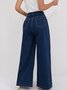 Women's  Commuting Going Out Pants Dark_blue VintageLoose And Slim High Waist Dark Blue Wide-leg Floor-length Jeans