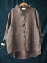 Women's Long Sleeve Shirt Spring/Fall Color1 Plain Split Joint Lotus Leaf Collar Daily Going Out Casual Top