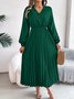 Casual V Neck Cotton Dress With No