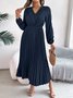 Casual V Neck Cotton Dress With No