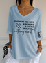 Women's V-neck Letter Print Casual Top