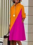Women's Simple Pattern Shirtdress Elegant Printed Midi Dress