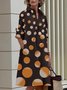 Women's Simple Pattern Shirtdress Elegant Printed Midi Dress