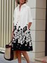 Women's Simple Pattern Shirtdress Elegant Printed Midi Dress