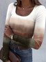U-Neck Striped Casual T-Shirt