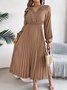 Casual V Neck Cotton Dress With No