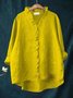 Women's Long Sleeve Shirt Spring/Fall Color1 Plain Split Joint Lotus Leaf Collar Daily Going Out Casual Top