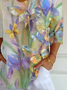 Women's Three Quarter Sleeve T-shirt Spring/Fall As Picture Floral Printing V Neck Daily Going Out Casual Top