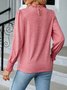 Women's Long Sleeve T-shirt Spring/Fall Pink Plain Split Joint Cotton Crew Neck Balloon Sleeve Daily Going Out Vintage Top