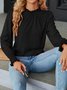 Women's Long Sleeve T-shirt Spring/Fall Pink Plain Split Joint Cotton Crew Neck Balloon Sleeve Daily Going Out Vintage Top