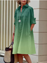 Women's Simple Pattern Shirtdress Elegant Printed Midi Dress
