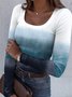 U-Neck Striped Casual T-Shirt