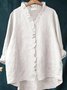 Women's Long Sleeve Shirt Spring/Fall Color1 Plain Split Joint Lotus Leaf Collar Daily Going Out Casual Top