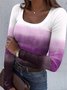 U-Neck Striped Casual T-Shirt