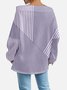 Women's Sweatshirt Stripe Pattern Fashionable Everyday Off-Shoulder Drawstring Top