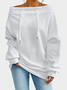 Women's Solid Color Sweatshirt Fashionable Everyday Street Off-Shoulder Drawstring Top
