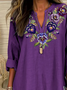 Women's Alzheimer's Floral Print Casual Long Sleeve V-Neck Shirt