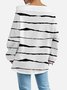 Women's Sweatshirt Striped Pattern Fashionable Everyday Street Off-Shoulder Drawstring Top