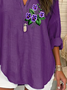 Women's Alzheimer's Floral Print Casual Long Sleeve V-Neck Shirt