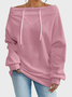 Women's Solid Color Sweatshirt Fashionable Everyday Street Off-Shoulder Drawstring Top