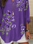 Women's Alzheimer's Floral Print Casual Long Sleeve V-Neck Shirt