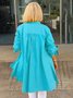 Women's Shirt Jacket Single-Breasted Temperament Commuting Solid Color Long-Sleeved Cotton Cardigan