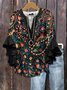 Women's Stylish Temperament V-Neck Multi-Layer Lace Shirt
