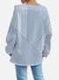 Women's Sweatshirt Stripe Pattern Fashionable Everyday Off-Shoulder Drawstring Top