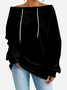 Women's Solid Color Sweatshirt Fashionable Everyday Street Off-Shoulder Drawstring Top