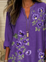 Women's Alzheimer's Floral Print Casual Long Sleeve V-Neck Shirt