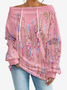 Women's Hoodie With Gradient Pattern Fashionable And Everyday Off-The-Shoulder Drawstring Top