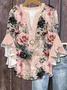 Women's Stylish Temperament V-Neck Multi-Layer Lace Shirt