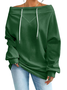 Women's Solid Color Sweatshirt Fashionable Everyday Street Off-Shoulder Drawstring Top