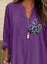 Women's Alzheimer's Floral Print Casual Long Sleeve V-Neck Shirt