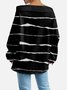 Women's Sweatshirt Striped Pattern Fashionable Everyday Street Off-Shoulder Drawstring Top
