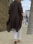 Linen Autumn New Casual Long-sleeved Shirt Dress Versatile Long Windbreaker Jacket Solid Color Cardigan