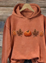 Women's Halloween Pumpkin Maple Leaf Print Casual Long Sleeve Hooded Sweatshirt