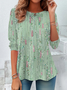 Women's Abstract Printed Casual Crew Neck Tunic T-Shirt